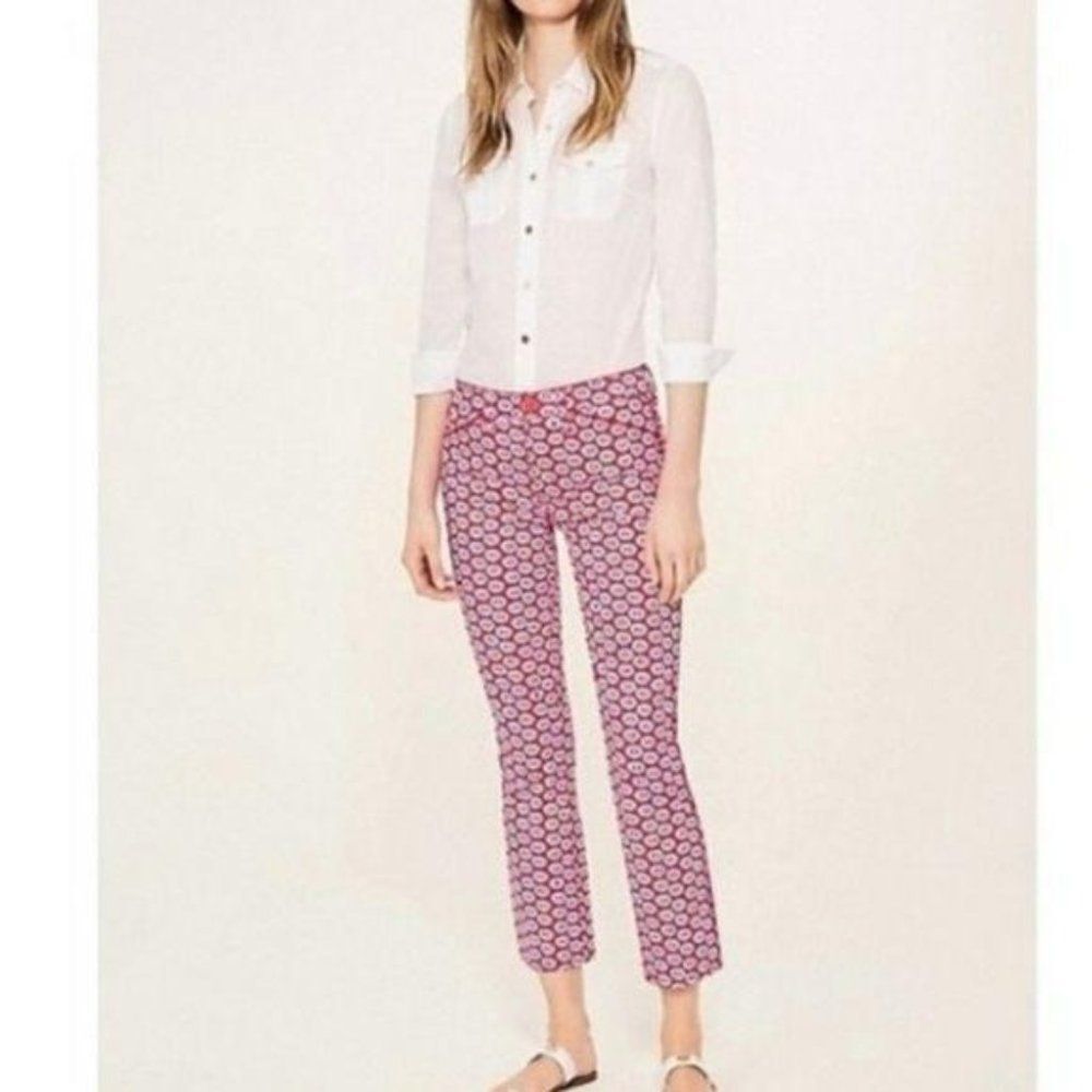 Tory Burch Noelle Floral Print Cropped Straight Leg Stretchy Jeans